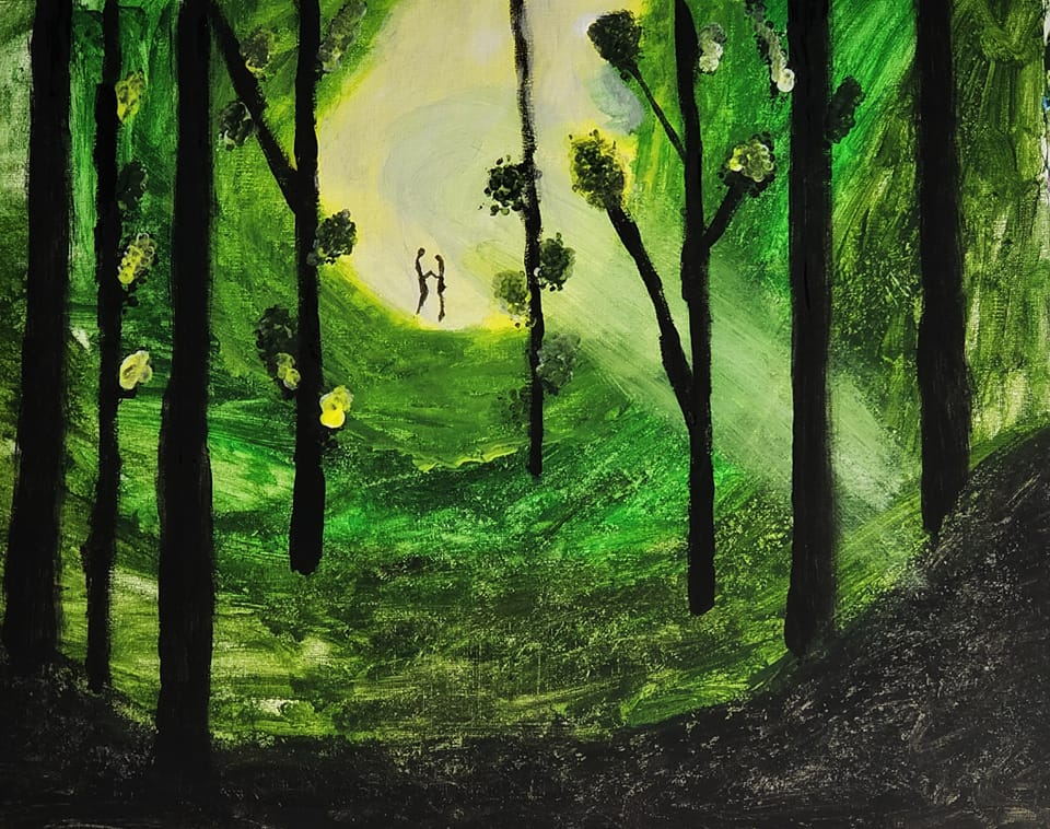 Secret Garden: Proposal, Acrylic, artist: R. P. Siepak, produced: June 2024, acquired by: Gosia, location: Poland, as: Gift, size: 50x40 cm, inspired by: Jay Lee